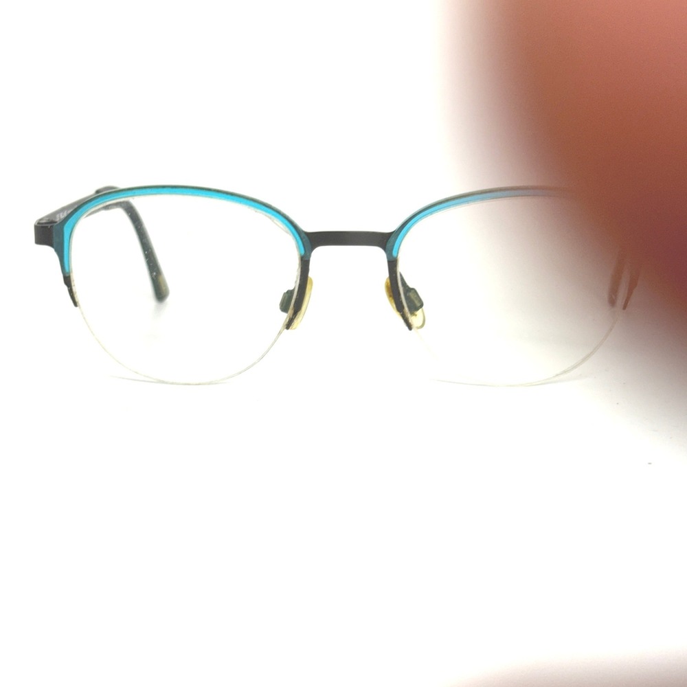 Kliik Denmark 642 M201 Eyeglasses‎ Black Teal Half Rim Round 47-19-135 22256
